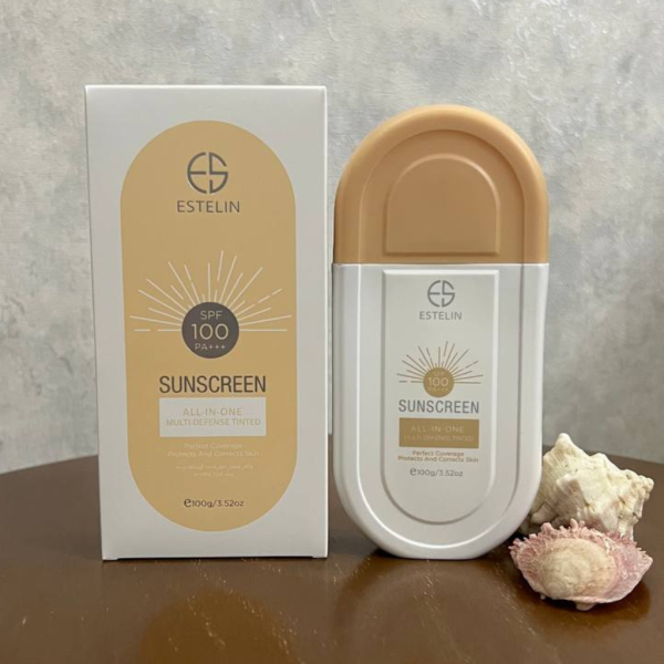 کرم ضد آفتاب رنگی استلین ترمیم کننده مولتی دیفنس  spf100 +++PA با کارتن